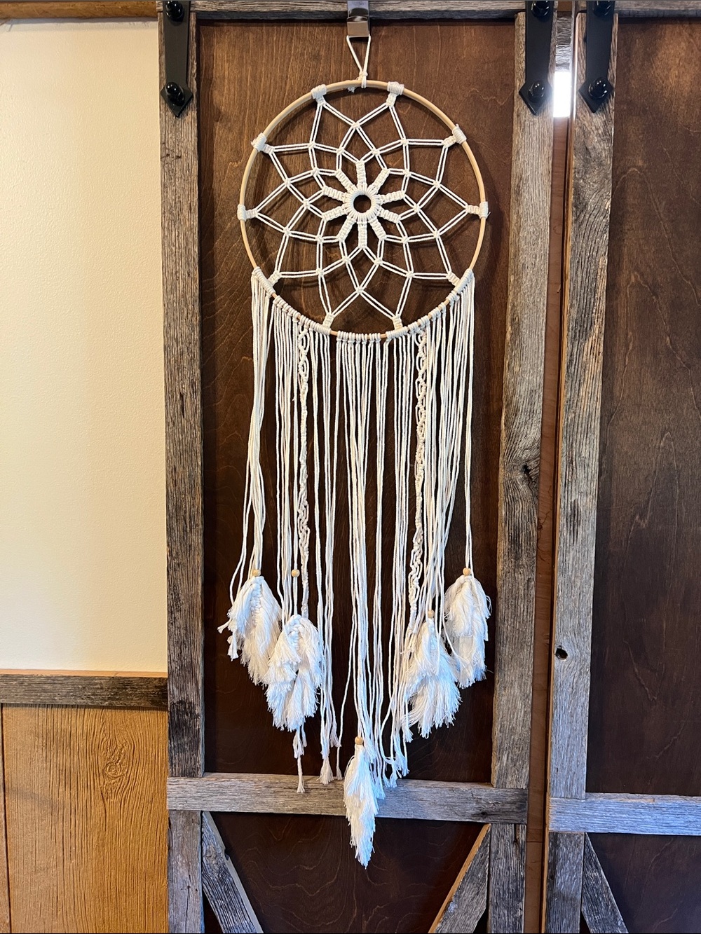 Boho Macramé Dreamcatcher Wall Hanging - Off white